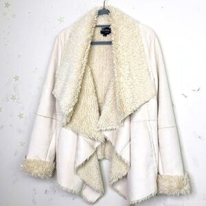 LATTE cream faux suede sherpa lined jacket